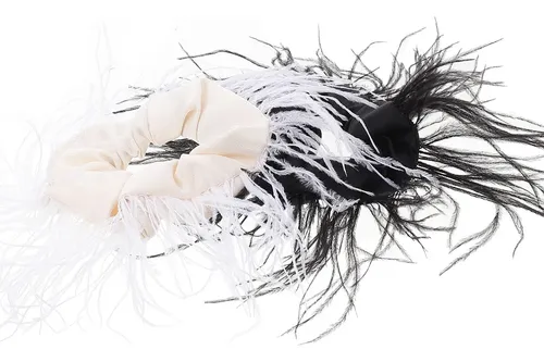 2 Diademas De Mujer Con Scrunchies Para Coleta, Plumas, Elás