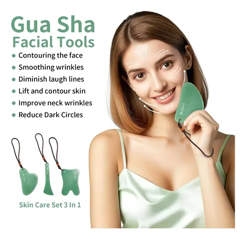 Masajeador Lusomch Set De Herramientas Gua Sha De Jade Nefri