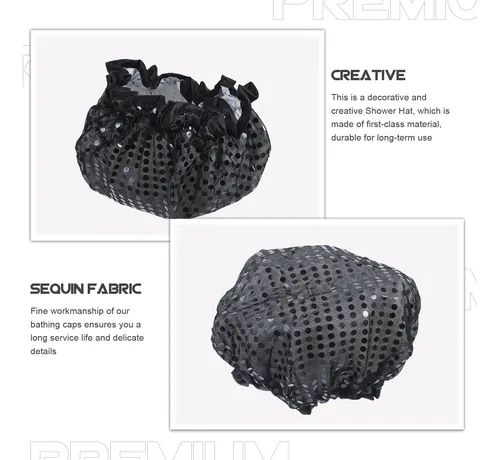 Gorro De Ducha Con Lentejuelas Impermeable Para Baño Y Cabel