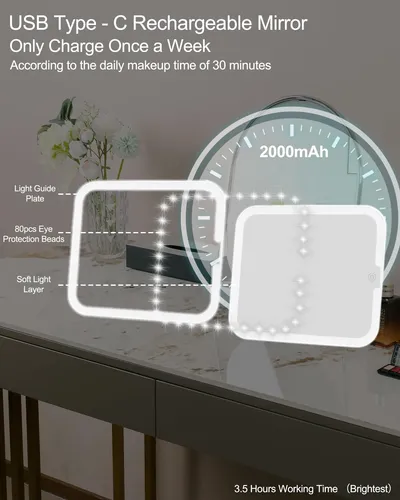 Espejo De Maquillaje Con Luces, Led De Repuesto Para Bolsa D