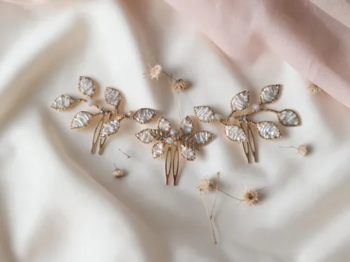 Trío De Tocados Artesanales Con Peineta Novias Quinceañeras
