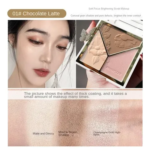 Paleta Iluminadora De Rubor Contorno 3 En 1 3 Tonos
