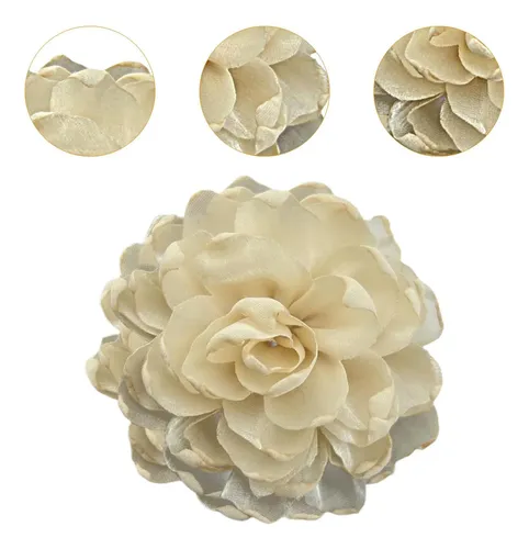 2 Broche De Flores Con Pinza Para El Pelo Para Mujer, Beige