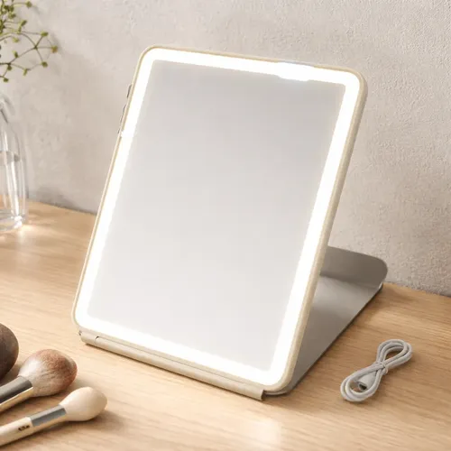 Espejo P/ Maquillaje Con Luz Led Portátil Plegable 3 Modos