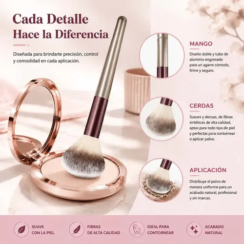 Set Brochas Maquillaje Profesional Pelo Suave Para Base Rubo