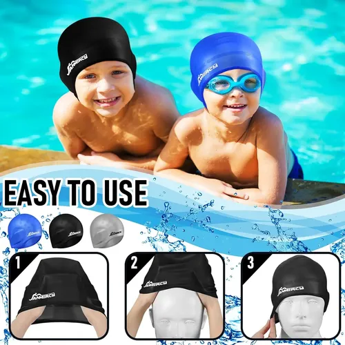 3 Gorros De Baño Para Niños Con Bolsillo 3d En La Oreja…