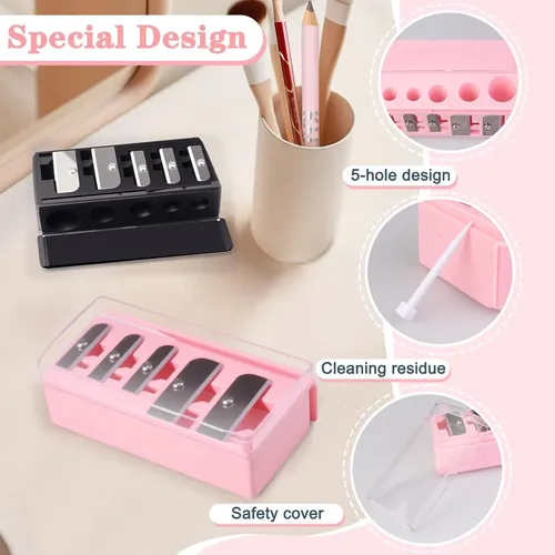 Sacapuntas De Maquillaje Manual De Punta Larga Con 5 Orifici