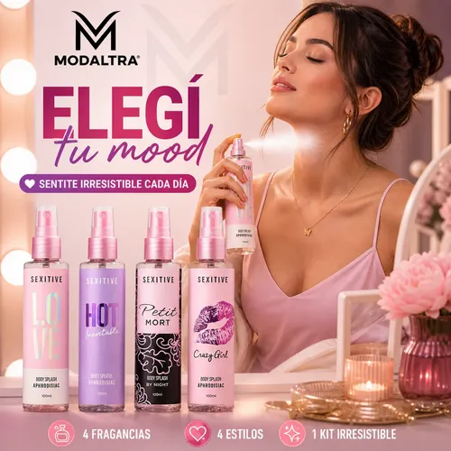Kit 4 Body Splash Afrodisiacos Con Feromonas Sexitive Mujer