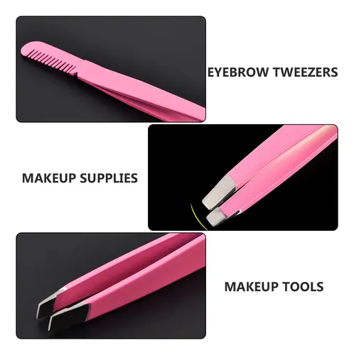 Set De 4 Pinzas Para Cejas Con Cepillo Y Peine Diagonales