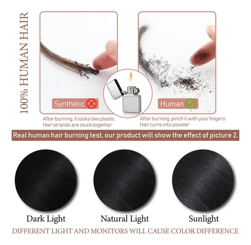 Extensiones De Pelo Real Negro 1b 40cm Para Mujer