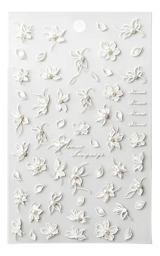 Pegatinas Decorativas For Uñas Con Flor De Encaje Blanco