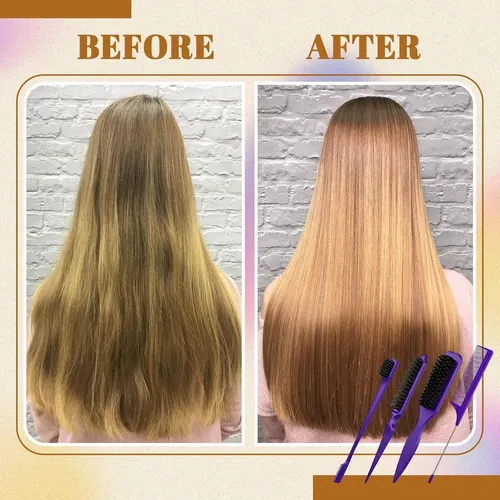 Set Cepillos Peinar Cabello Bristle Yiyiring Morado