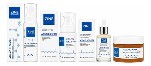 Kit Skincare Zine Azelaic Completo Gel Sérum Crema Máscara