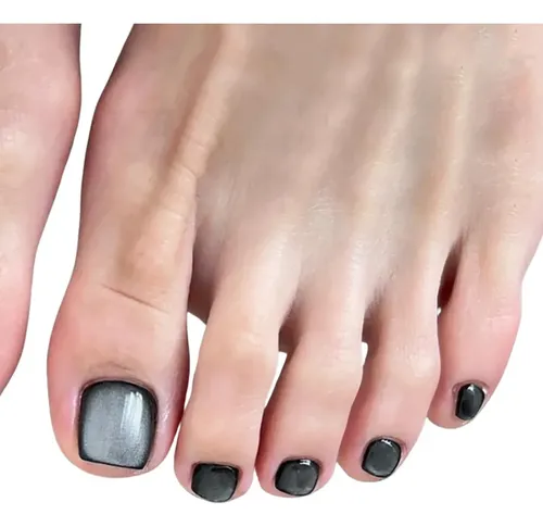 Uñas Press On Para Pies Kit Completo Reutilizable Veluna – Negro Ojo De Gato