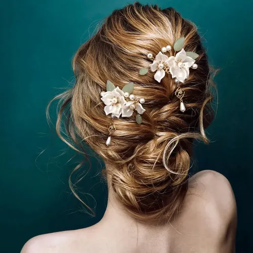 5 Horquillas Con Borlas Y Flores De Camelia, Horquillas Para