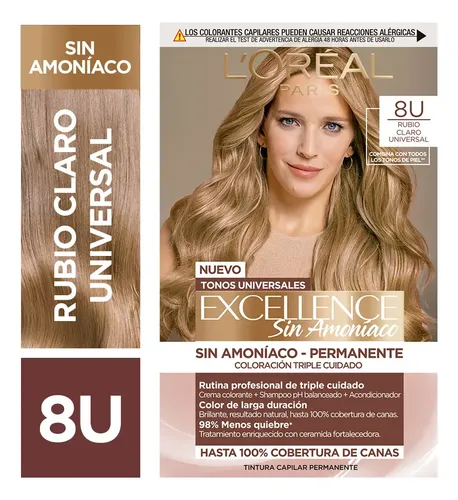Coloración Permanente Excellence Sin Amoníaco L’oréal Paris 8u Rubio Claro Universal