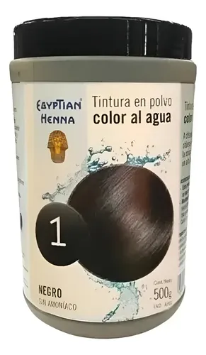 Tintura En Polvo Egyptian Henna Color Al Agua Pote 500g Tono Nº1 Negro