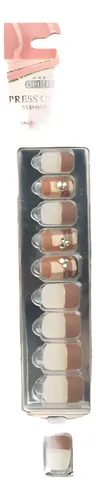 Press On Tips Autoadhesivo de Uñas Cherimoya con Dijes Brillantes – Pack x30
