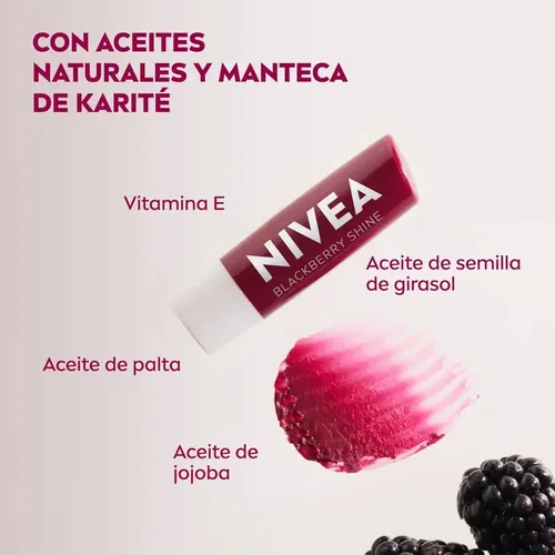 Protector Labial Nivea By Labello Blackberry Shine 4,8g