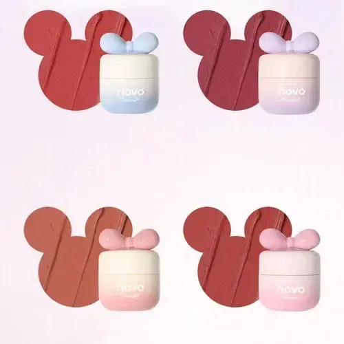 Novo Labial Mate Terciopelo Moñitos Labial Cute Coreano
