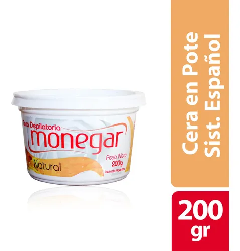 Cera Depilatoria En Pote Monegar Vegetal Natural 200 Gr