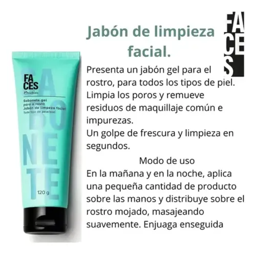 Jabon En Gel Limpiador Facial Natura Faces 120 Ml Normal Día/noche