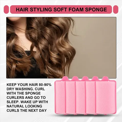 12 Rulos De Espuma Suave Para Peinar El Cabello, Rosa Oscuro