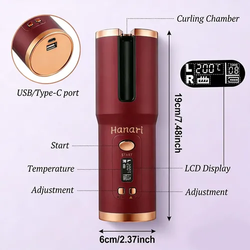 Rizador Automático Sin Cable 20mm Cerámico Hanari