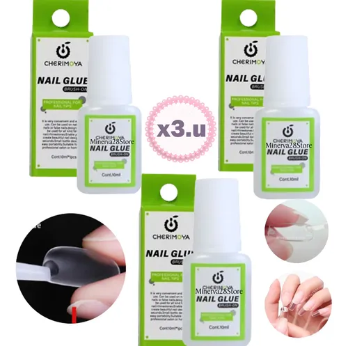 Pegamento Para Uñas Postizas/tips Nail Glue Cherimoya X3 Un.