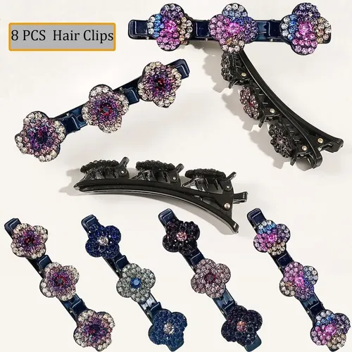 16 Pzs Para El Pelo Trenzadas Con Piedras De Cristal Bril