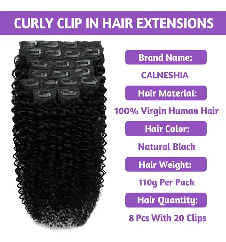 Extensiones 35cm Rizo 3c 4a Clips Cabello Real