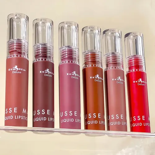 Labial Liquido Italia Deluxe Mousse Mate Larga Duración Almond 01