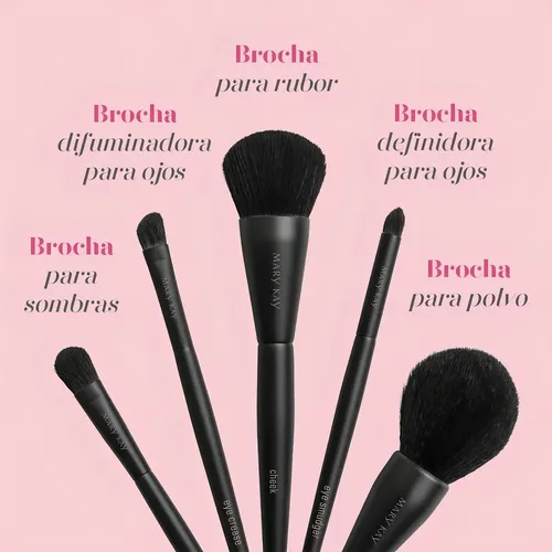 Set Esencial De Brochas Con Estuche Mary Kay® Color Negro
