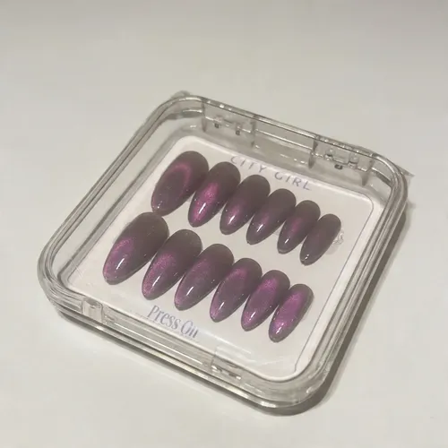 Uñas Postizas Autoadhesivas Aura Cat Eye Press On Reutilizab