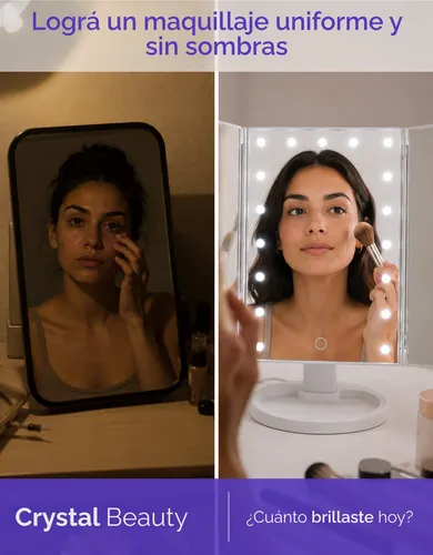 Espejo Maquillaje Giratorio 180 Pantalla Táctil Luz Led Ajus