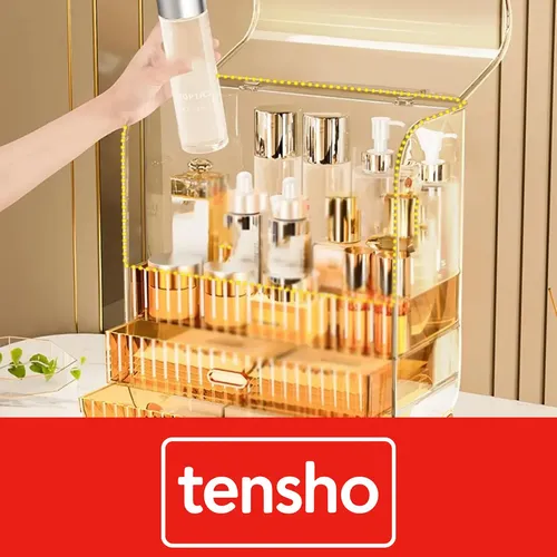 Caja Porta Cosméticos Organizador Transparente C/tapa Diseño