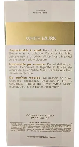 Colonia Jovan White Musk Para Mujeres 3.25 Oz