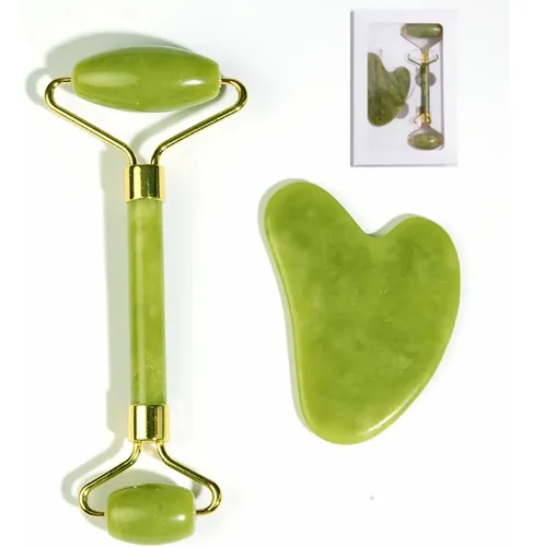 Rodillo De Jade Verde Para Masaje Facial Y Ojos