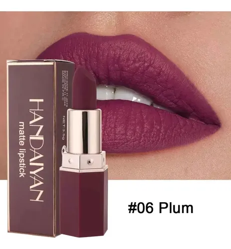 Labial Handaiyan Retráctil Matte Lipstick Color 06 Plum