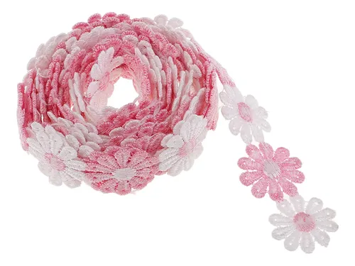 4 Yardas, Rosa, , 25 Mm, Cinta De Encaje De Margarita