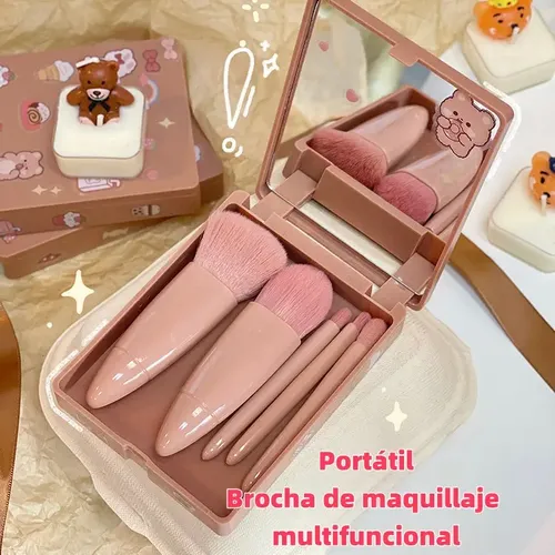 P/j Set Juego De Brochas De Maquillaje Con Espejo Estuche