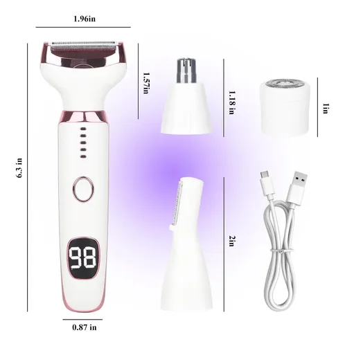 Depiladora Eléctrica 4 En 1 Rosa Impermeable Mujer