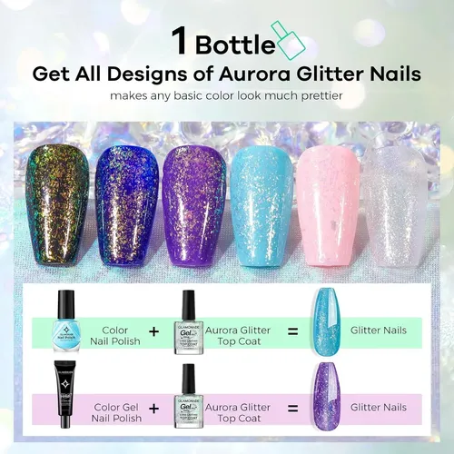 Top Coat Glitter Glamónade, Secado Rápido, Arcoíris