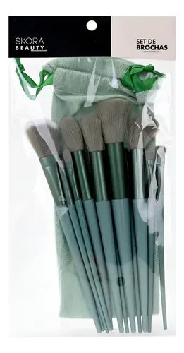 Set 13 Brochas Y Pinceles Para Maquillaje Skora Con Estuche