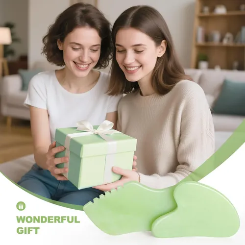 Set 2 Gua Sha Airogym Jade Masajeador Facial Corporal Verde