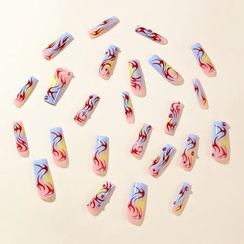 Usa Uñas Con Líneas Irregulares Y Degradado Descolorido White-a5-01-04