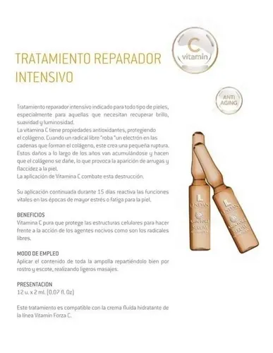 Ampollas Vitamin Forza C Pura 10% Reparador Intensivo Lendan