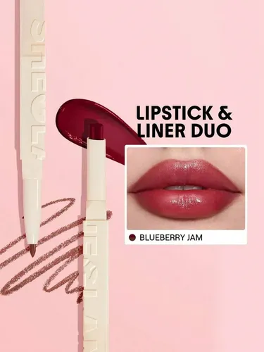 Dúo Lápiz Labial y Delineador Sheglam Glam 101 en Tono Blueberry Jam