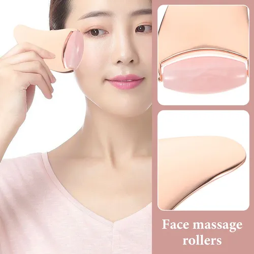 Rodillo Facial Masajeador Para Cara Y Ojos Oro Rosado
