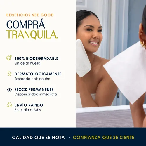 Toallitas Removedoras De Maquillaje X100 Biodegradables